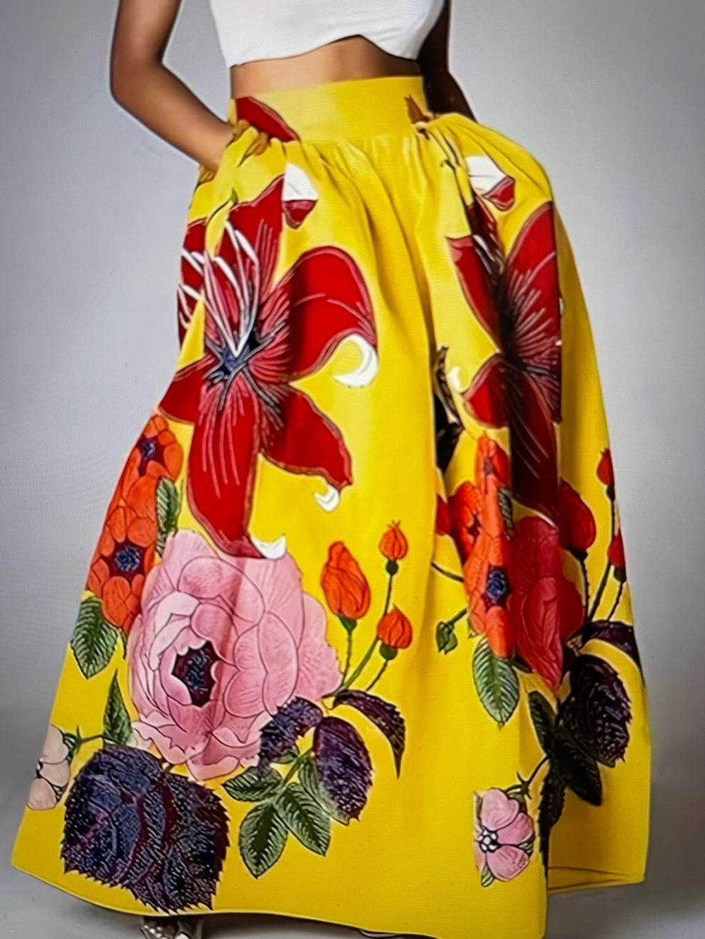 NWOT Vibrant Floral Maxi Skirt with Pockets